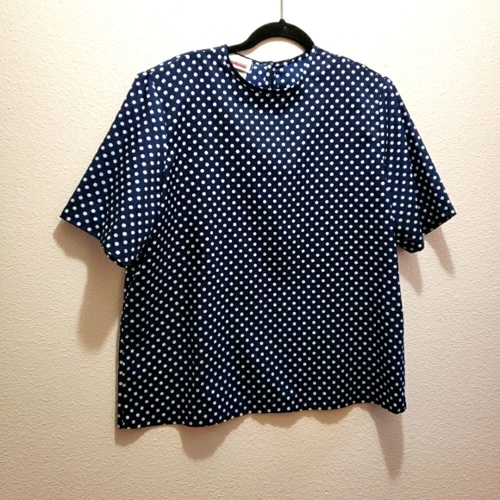 Judy Bond top, size 16, navy and white